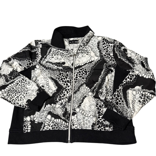 Activology Track Jacket Womens PL Black White Chain Animal Print Full Zip Sporty