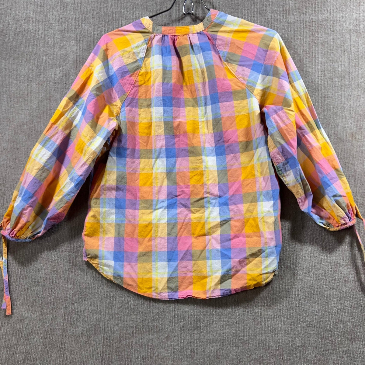 FREE ASSEMBLY Plaid Button Down Shirt Long Sleeve V Neck Women's Size S