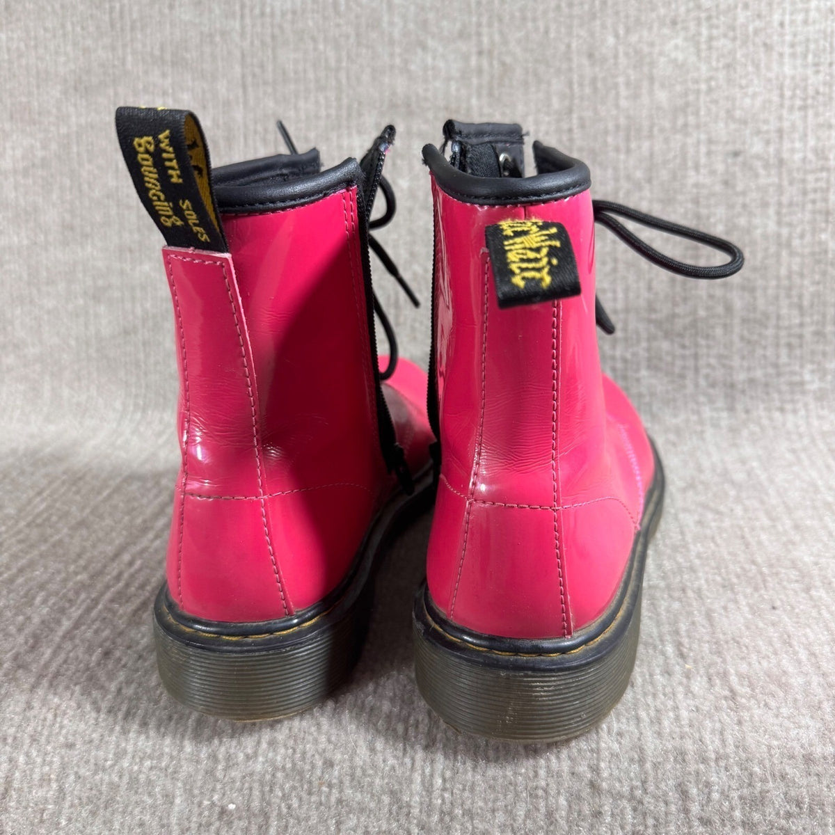 Dr Martens Boot Women Size 4 Hot Pink Patent Leather Side Zip Combat Punk Goth