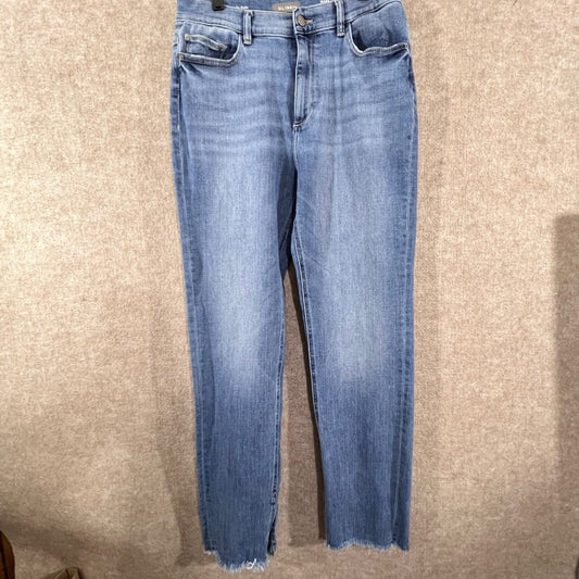 DL1961 Mara High Rise Instasculpt Straight Jeans Womens 32 Raw Hem Minimalist