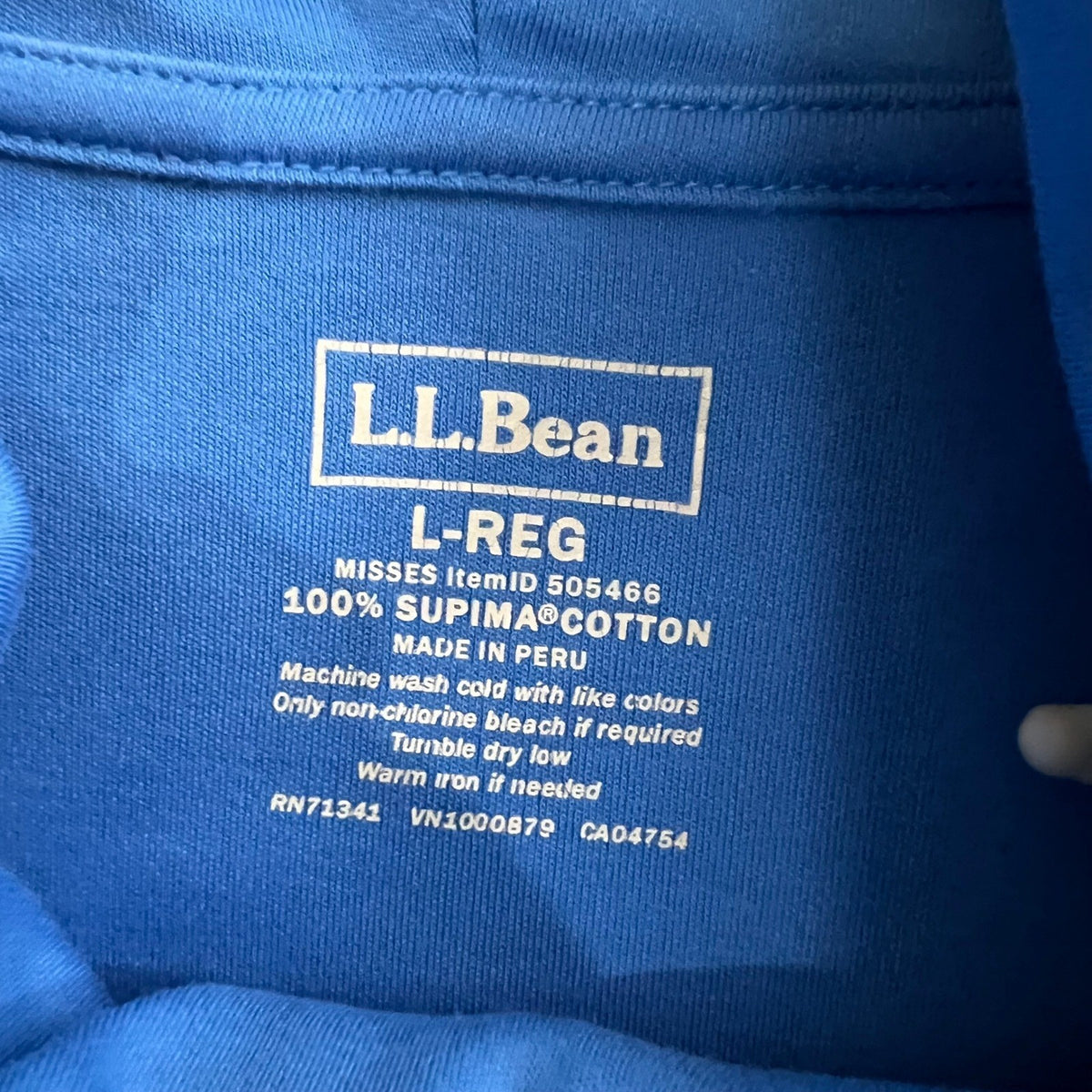 L.L.Bean Blue Supima Cotton Cowl Neck Long Sleeve Tunic Top L-REG