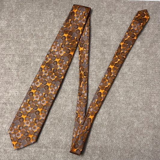 Tino Cosma Necktie Italy Orange Brown Gray Circle Pattern Business Formal