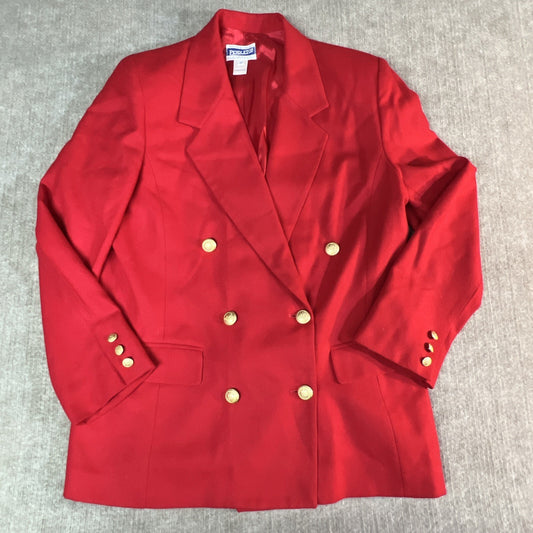 Vintage Pendleton Wool Blazer Red Gold Buttons Size 10 Preppy Heritage Academia