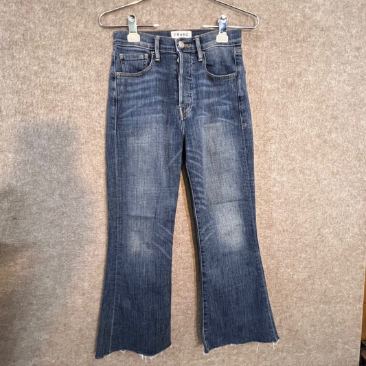 FRAME Denim Le High Flare Jeans Womens 25 Blue Raw Hem High Rise Sunrise Park