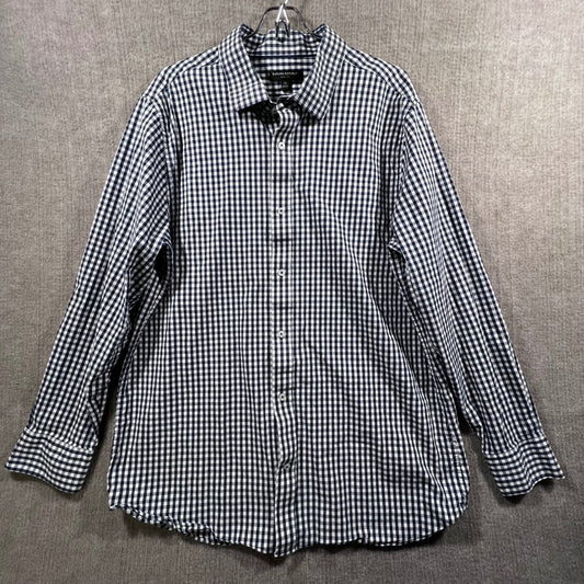 Banana Republic Slim Fit Gingham Check Button Down Shirt Men's XXL Black White
