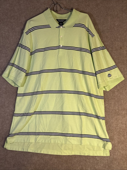 Brooks Brothers Country Club Polo Shirt XXL Green Stripe Performance Knit