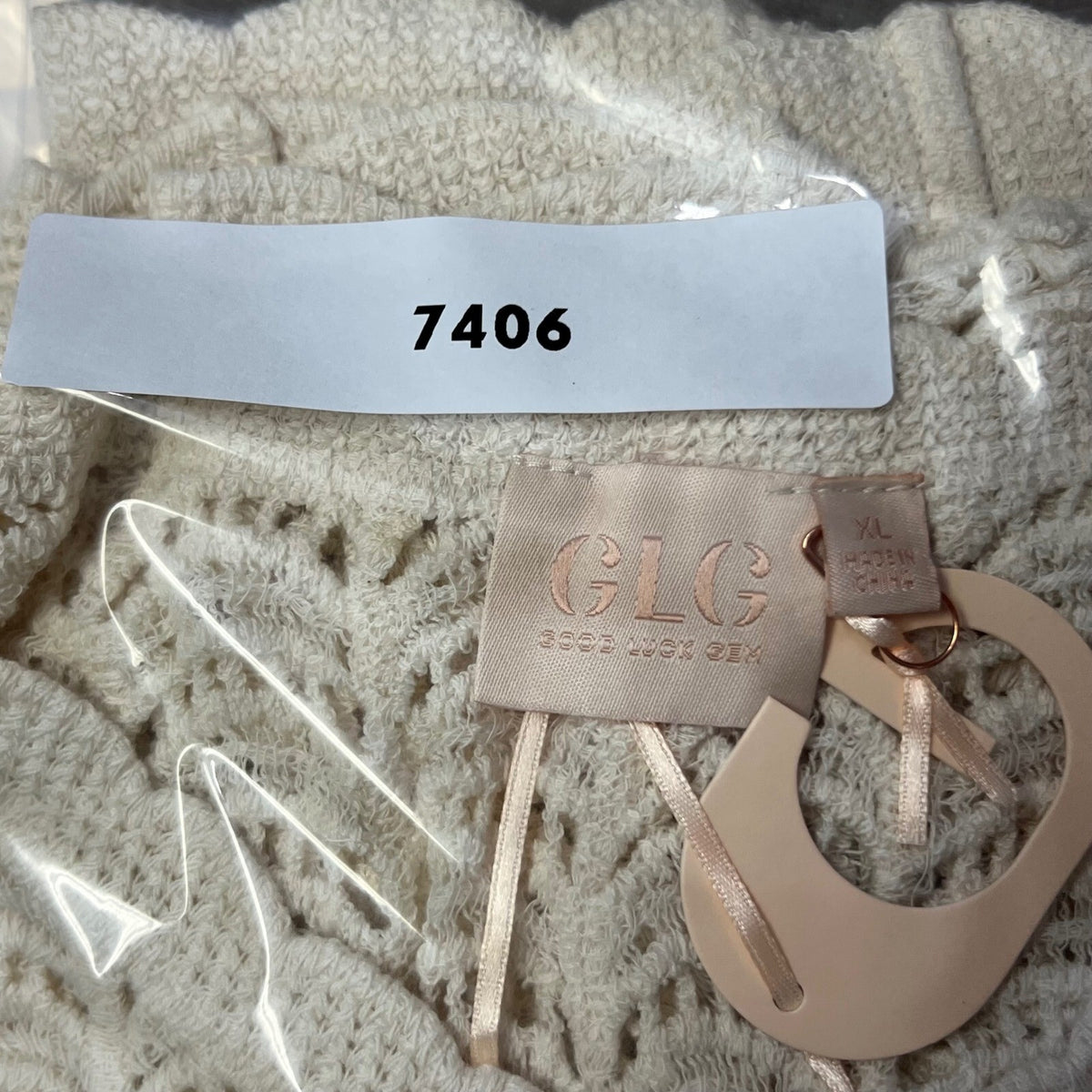 GLG Good Luck Gem Crochet Knit Button Front Cardigan Short Sleeve XL