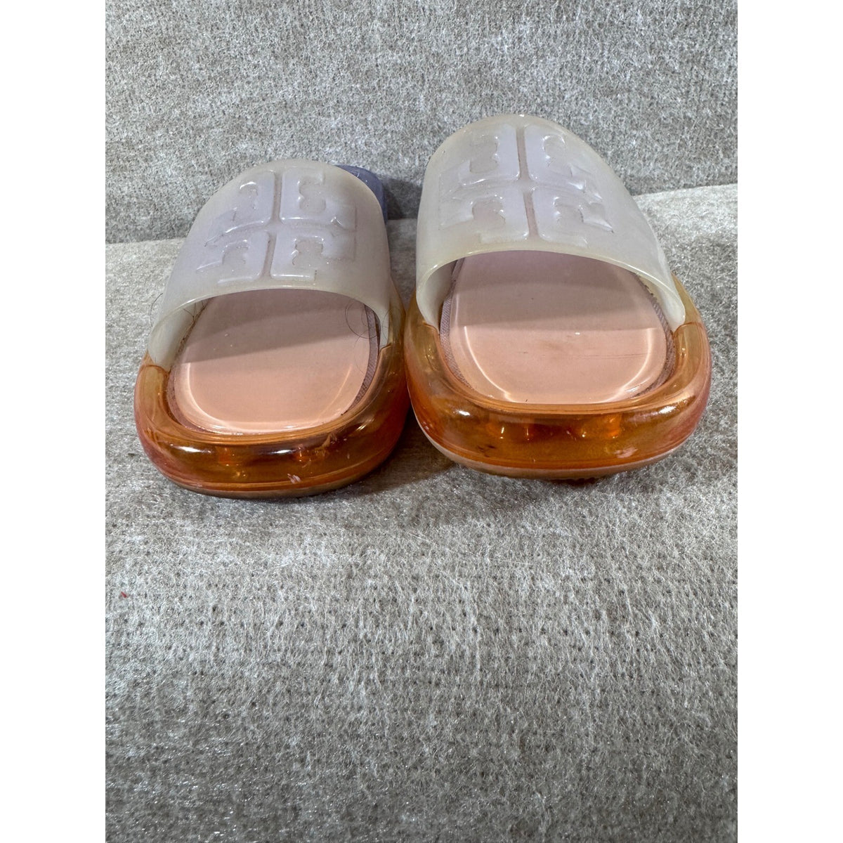 Tory Burch Bubble Jelly Slides Women 9B Ombre Pink Orange Purple Logo Sandals