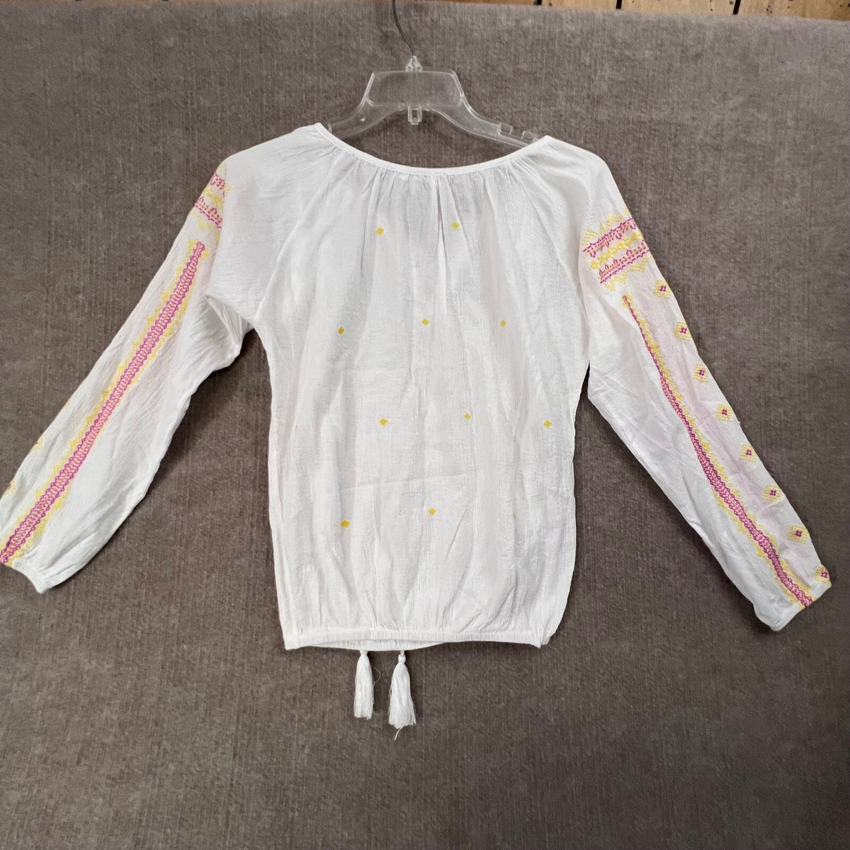 Brigitte Bardot Embroidered Peasant Top Long Sleeve Blouse Sz 0 Boho Country