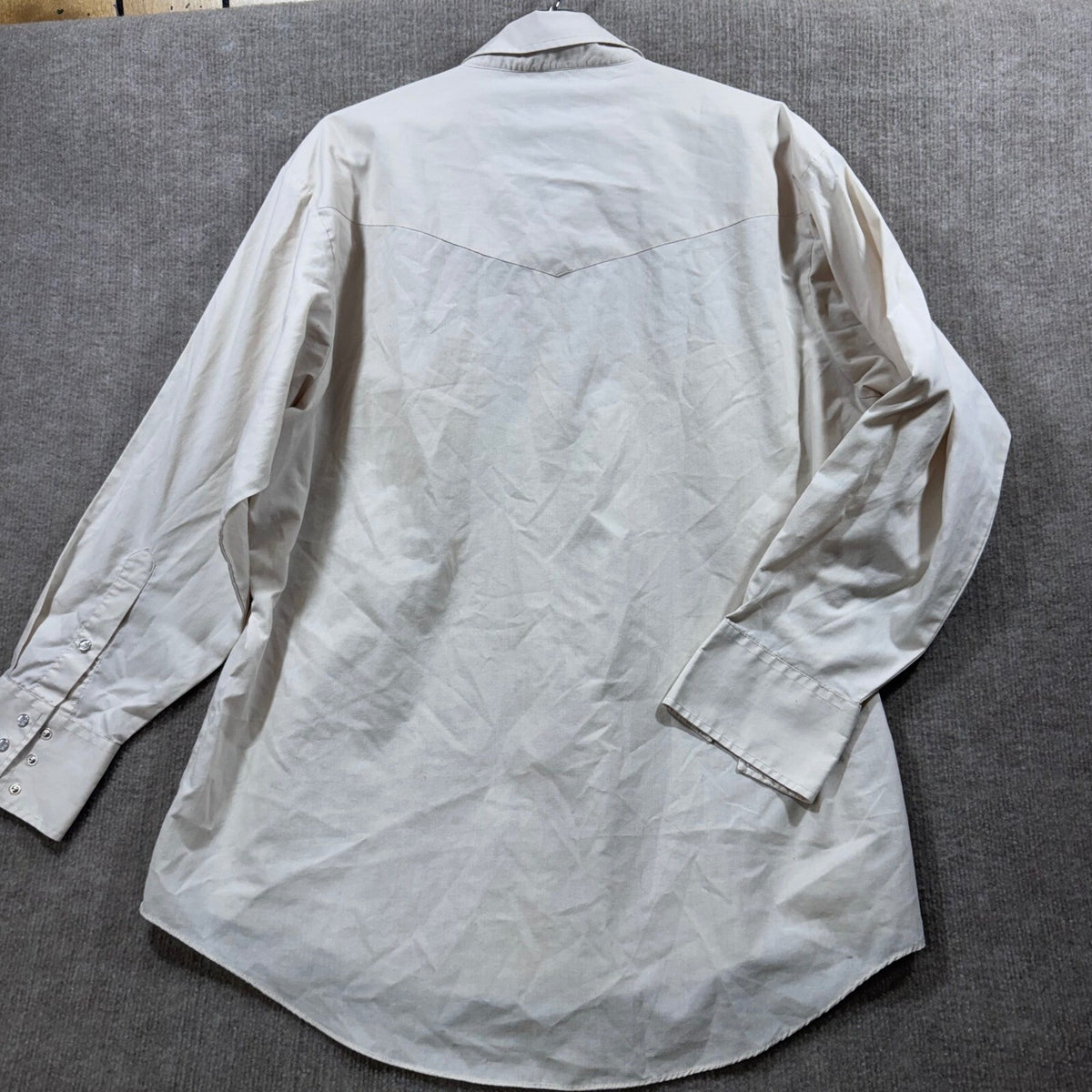 Sheplers Western Snap Front Long Sleeve Shirt Cream Pearl Snaps Size 17-33