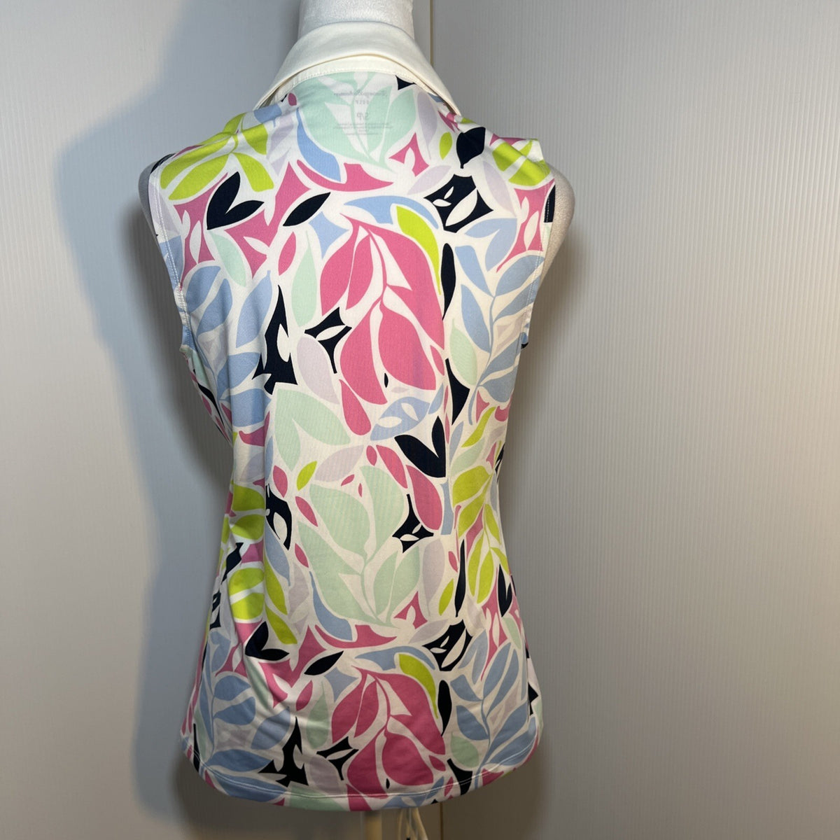Tommy Bahama Golf Tennis Top Sleeveless Pink Blue Floral Tropical Sz Small