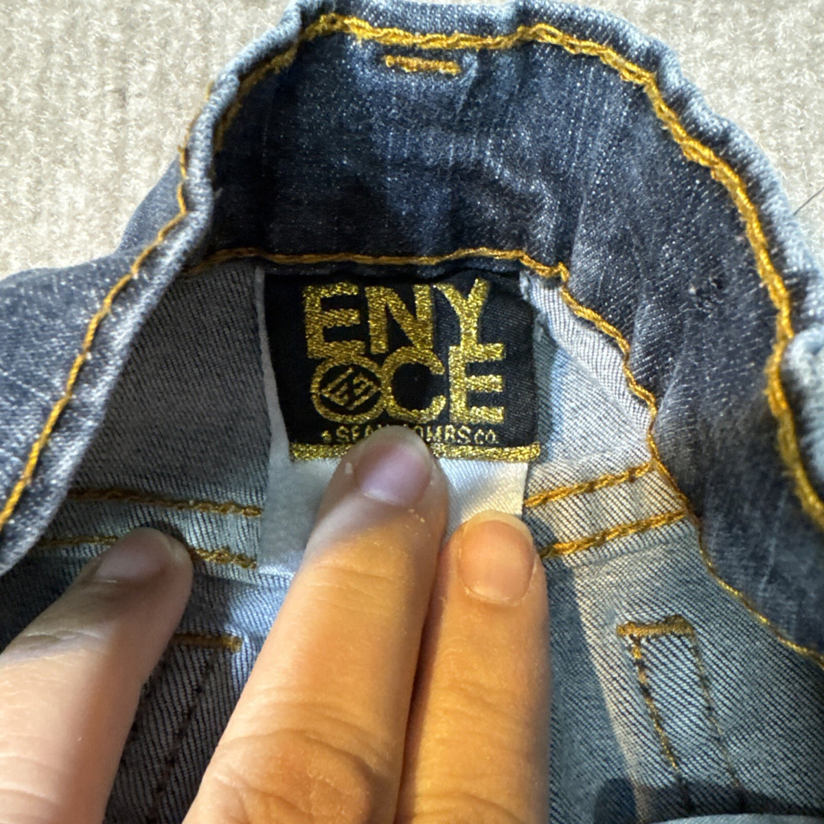 Vintage Y2K Enyce Kids Sz 10 Embroidered Denim Jeans Cuffed Baggy Y2K Cargo