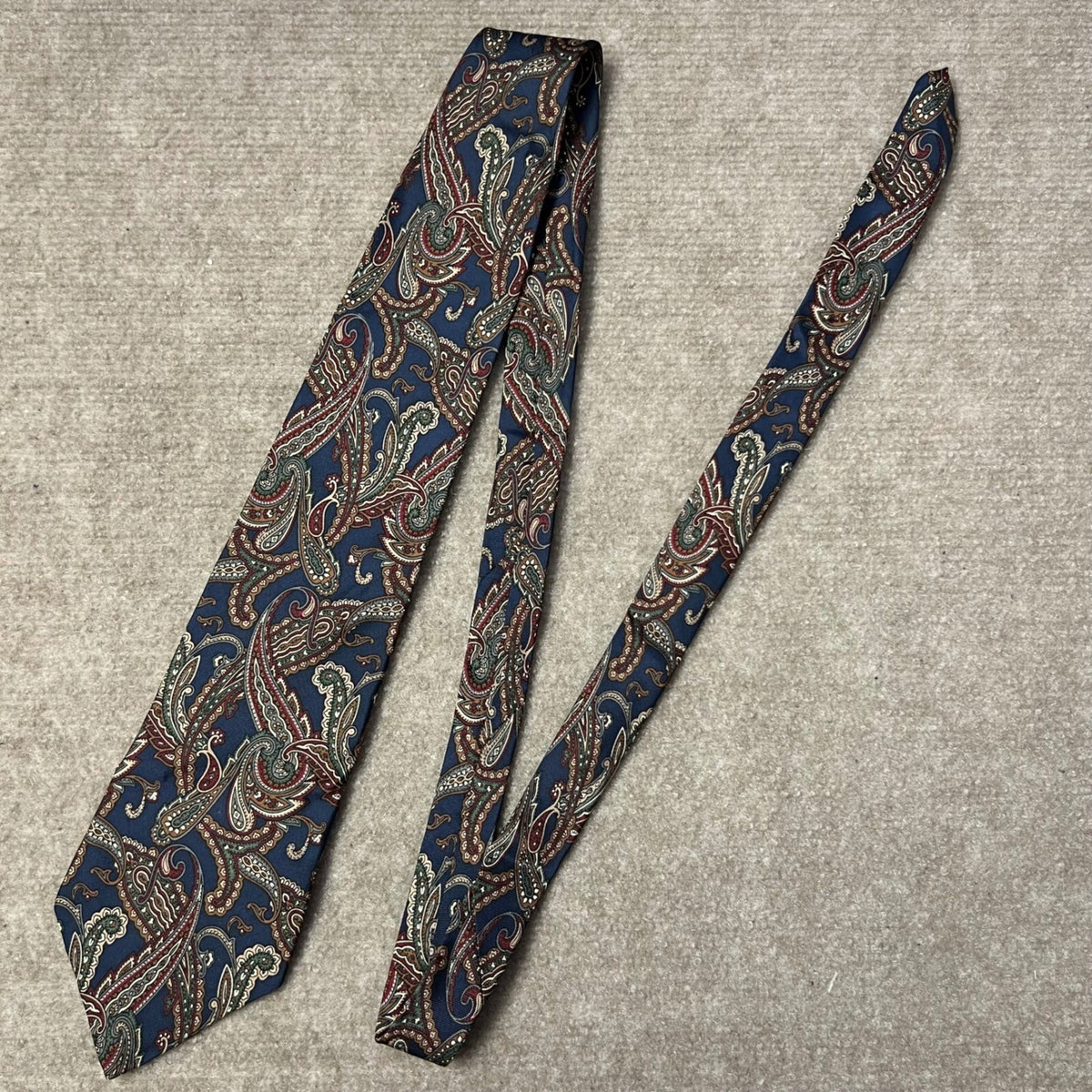 HARDY AMIES London Silk Necktie Blue Paisley Pattern Business Formal