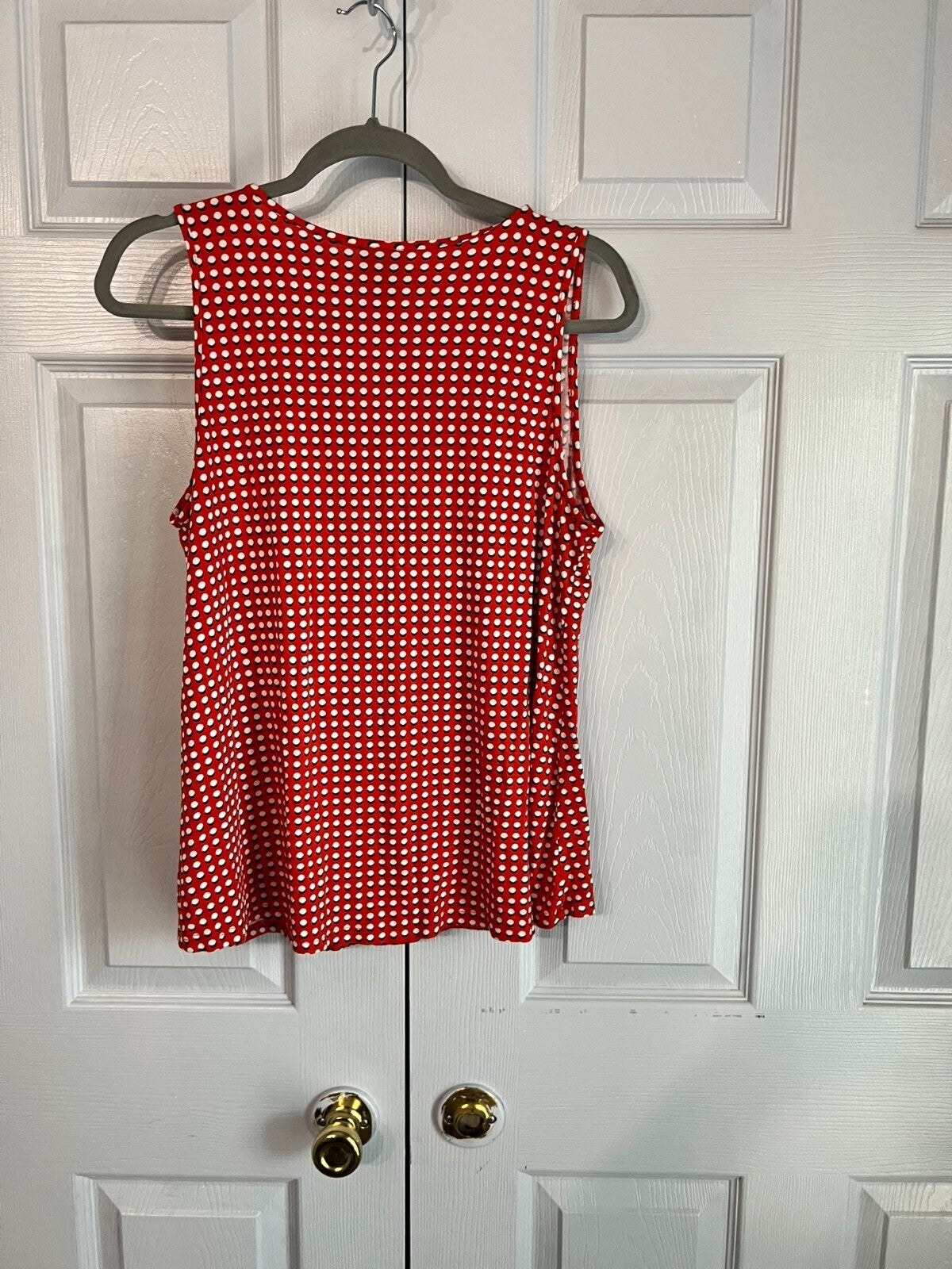 Bobeau Women's Top Lg Red Polka Dot Sleeveless Crossover